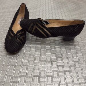 VALLEVERDE suede metallic silver low heels size 37 1/2 (6)